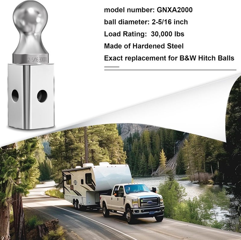 DEEKOOL GNXA2000 2-5/16" Gooseneck Ball Hitch, Gooseneck Trailer Ball, Replacement Gooseneck Ball, Compatible with B&W Trailer Hitches，30,000lbs Load Capacity - Image 2